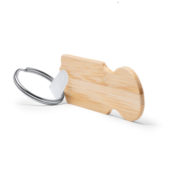 PORTE-CLÉS EN BAMBOU AVEC PIÈCE DE MONNAIE 'NICKEL'