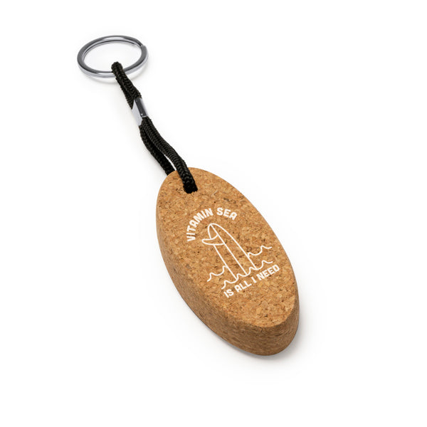 PORTE-CLES OVALE FLOTTANT EN LIEGE NATUREL 'ETAY'