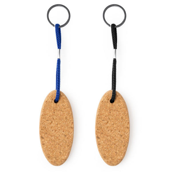PORTE-CLES OVALE FLOTTANT EN LIEGE NATUREL 'ETAY'