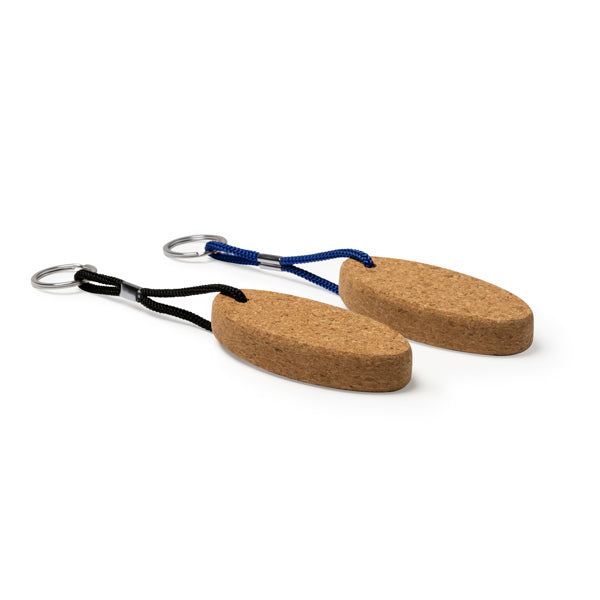 PORTE-CLES OVALE FLOTTANT EN LIEGE NATUREL 'ETAY'